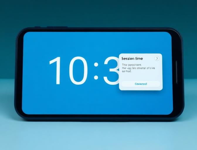Session time limit timer showing responsible gambling time control